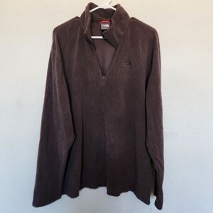 The North Face mens brown fleece 1/4 zip Pullover Sweater sz XL EUC long sleeve